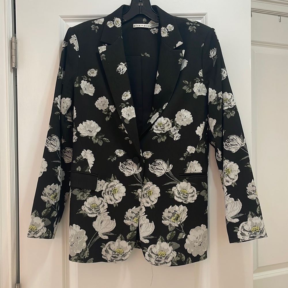 Alice & Olivia floral jacquard blazer